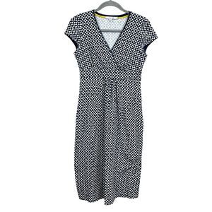 Boden Womens Sheath Dress Floral Pleated Cap Sleeves Blue White Size 6L*